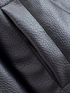 Women's Black Oversized Leather Style Jacket with High Collar
