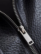 Women's Black Oversized Leather Style Jacket with High Collar