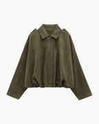Women's Oversized Collared Zip Up Bomber Jacket