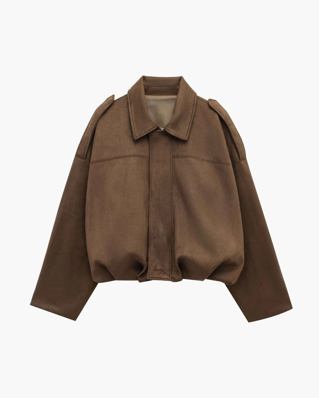 Women's Oversized Collared Zip Up Bomber Jacket