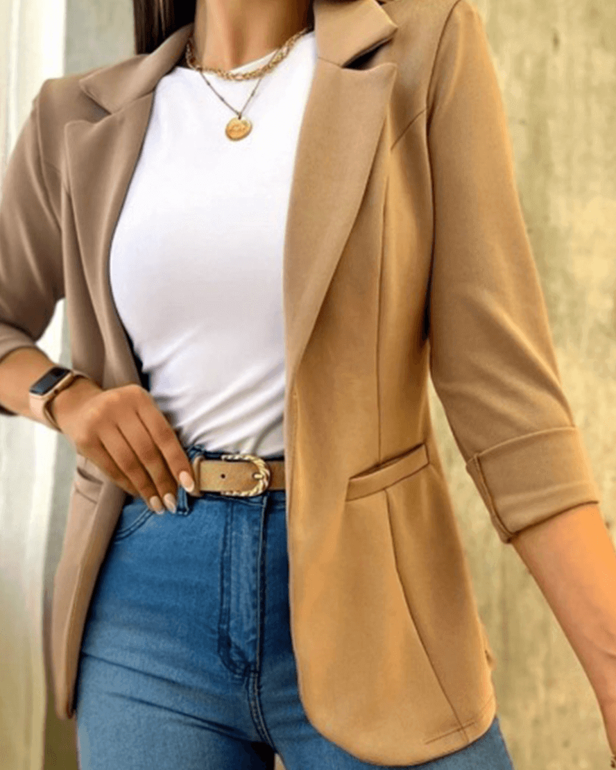 Women's Open Front Blazer | Notch Lapel Long Sleeve Tailored Jacket