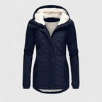 Women's Fleece Lined Hooded Coat with Zip Front