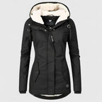 Women's Fleece Lined Hooded Coat with Zip Front