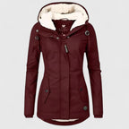 Women's Fleece Lined Hooded Coat with Zip Front