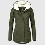 Women's Fleece Lined Hooded Coat with Zip Front