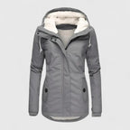 Women's Fleece Lined Hooded Coat with Zip Front