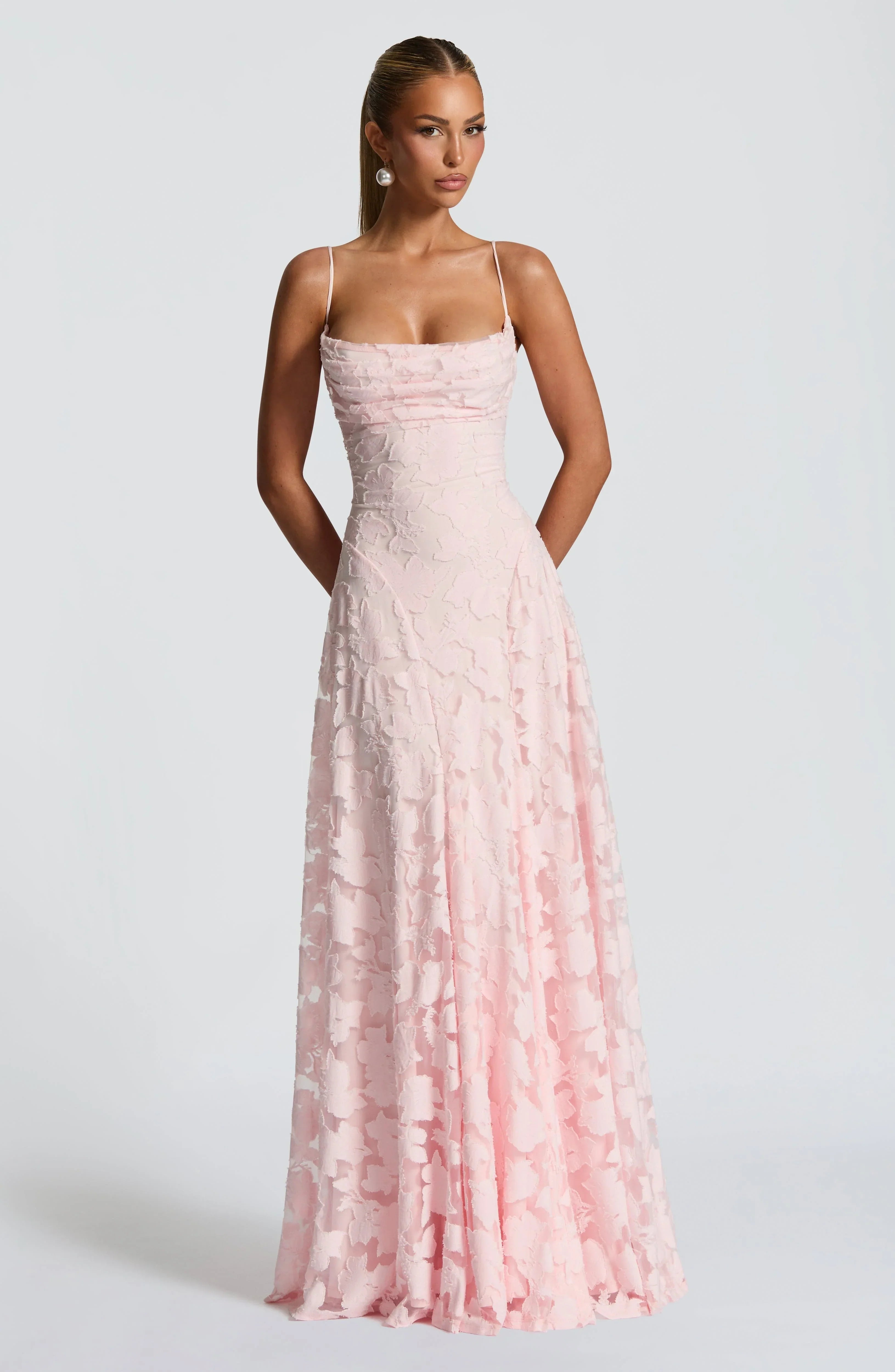 Women's Floral Maxi Dress | Spaghetti Strap A-Line Wedding Guest Gown