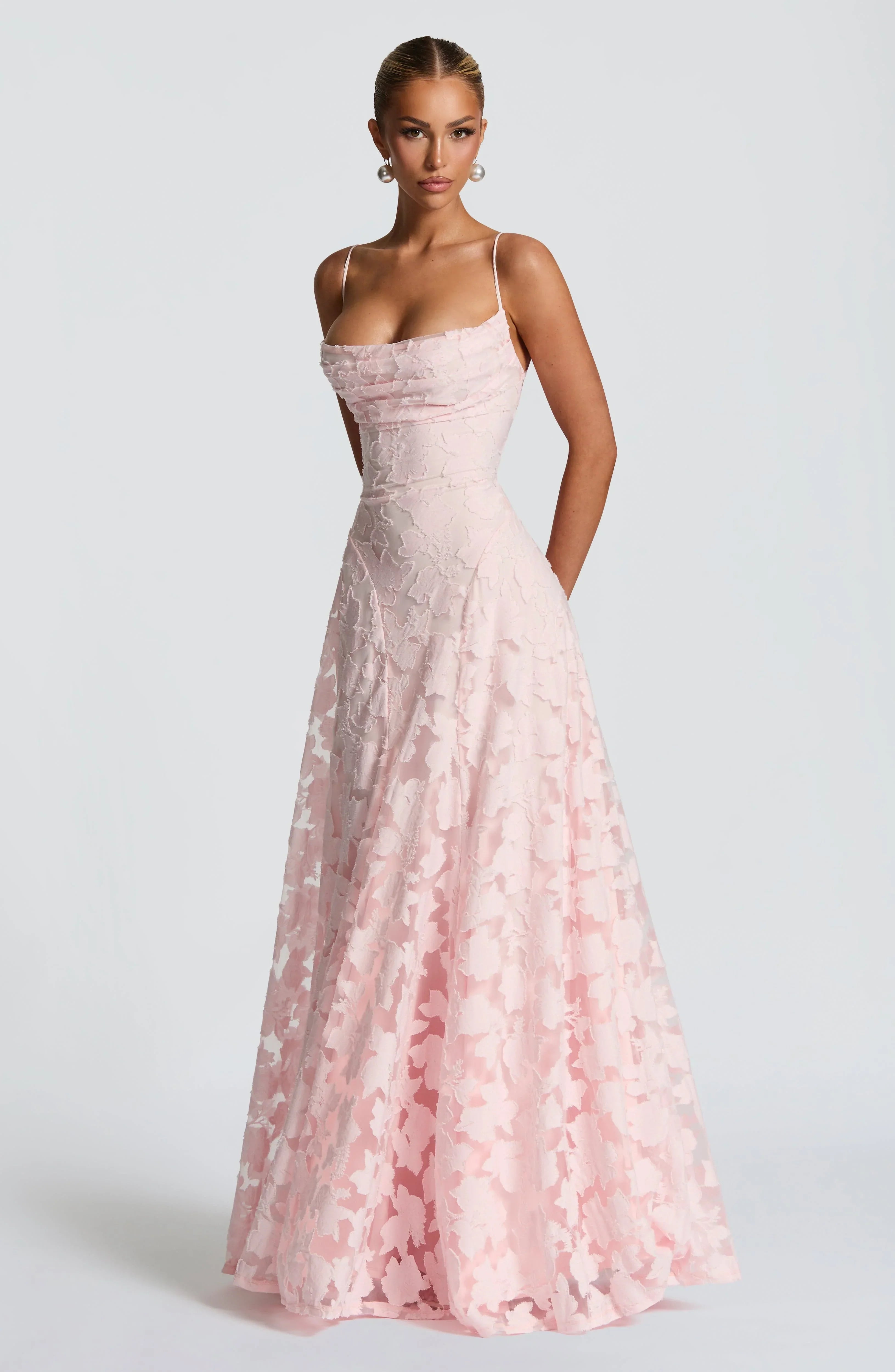 Women's Floral Maxi Dress | Spaghetti Strap A-Line Wedding Guest Gown