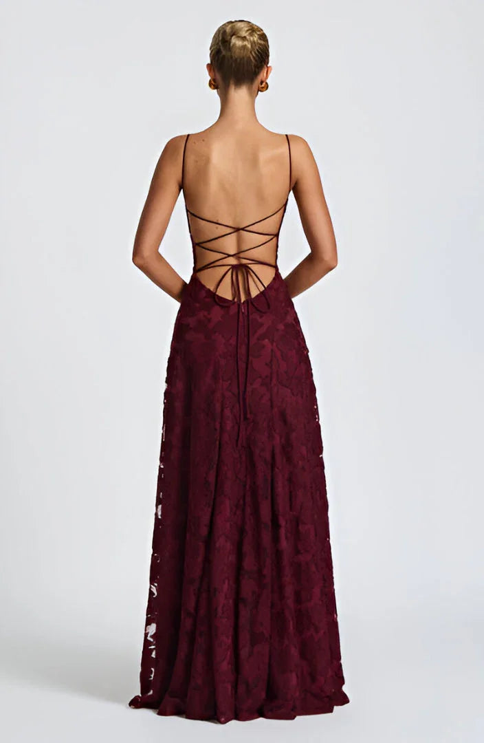 Women's Floral Maxi Dress | Spaghetti Strap A-Line Wedding Guest Gown