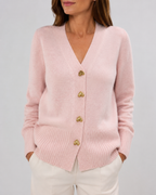 Women's Heart Button Up V Neck Knit Cardigan
