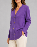 Women's Heart Button Up V Neck Knit Cardigan