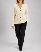 Women's Heart Button Up V Neck Knit Cardigan