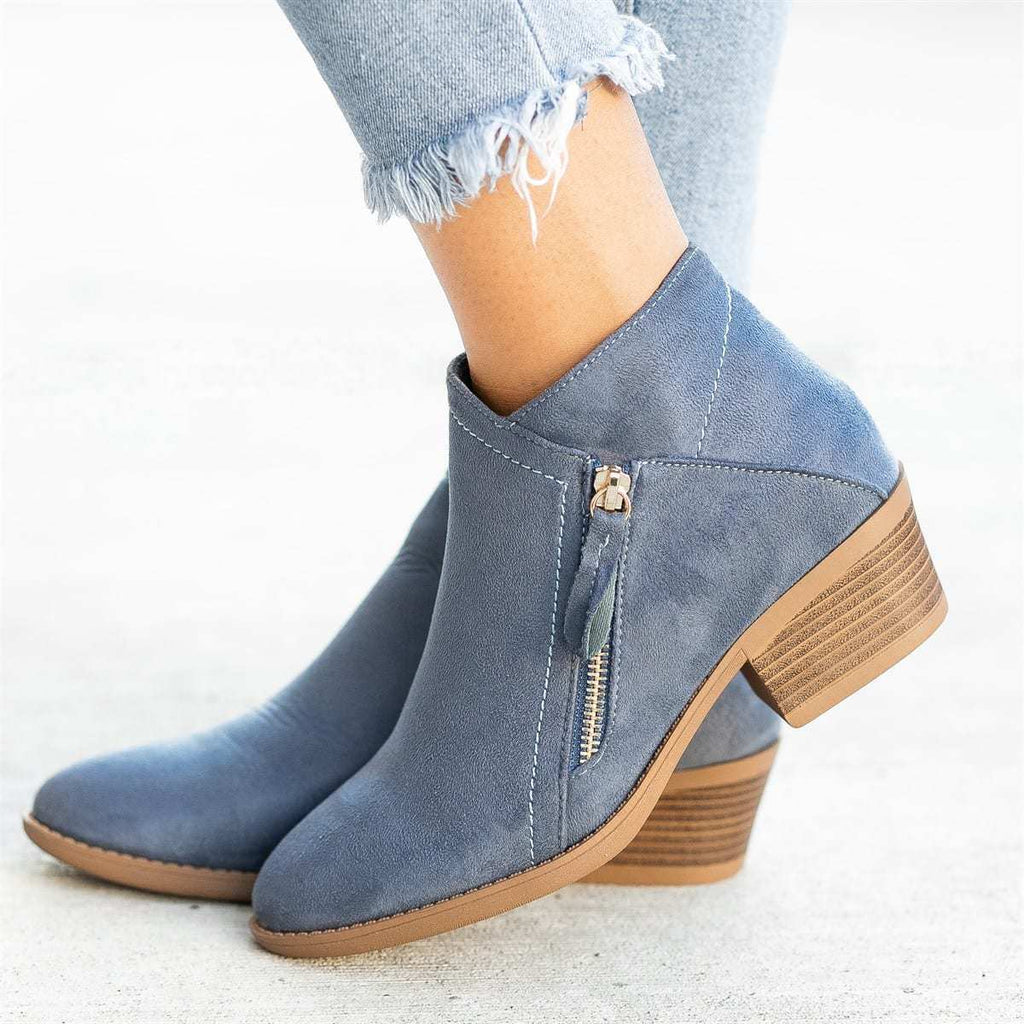 Women's Heeled Suede Look Ankle Boots