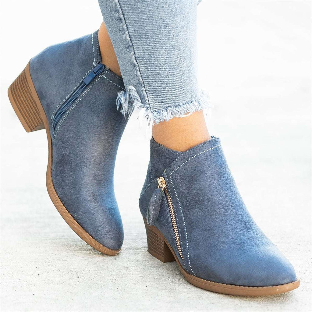 Women's Heeled Suede Look Ankle Boots