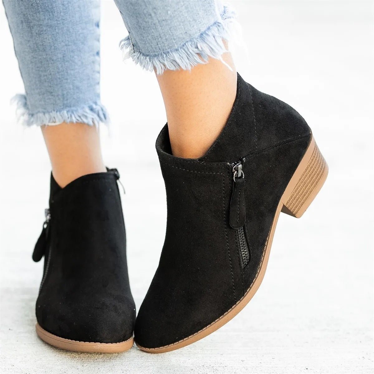 Women's Heeled Suede Look Ankle Boots