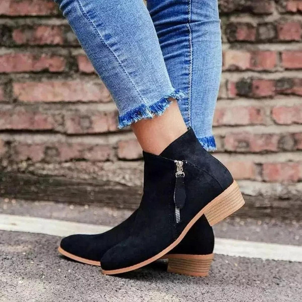 Women's Heeled Suede Look Ankle Boots