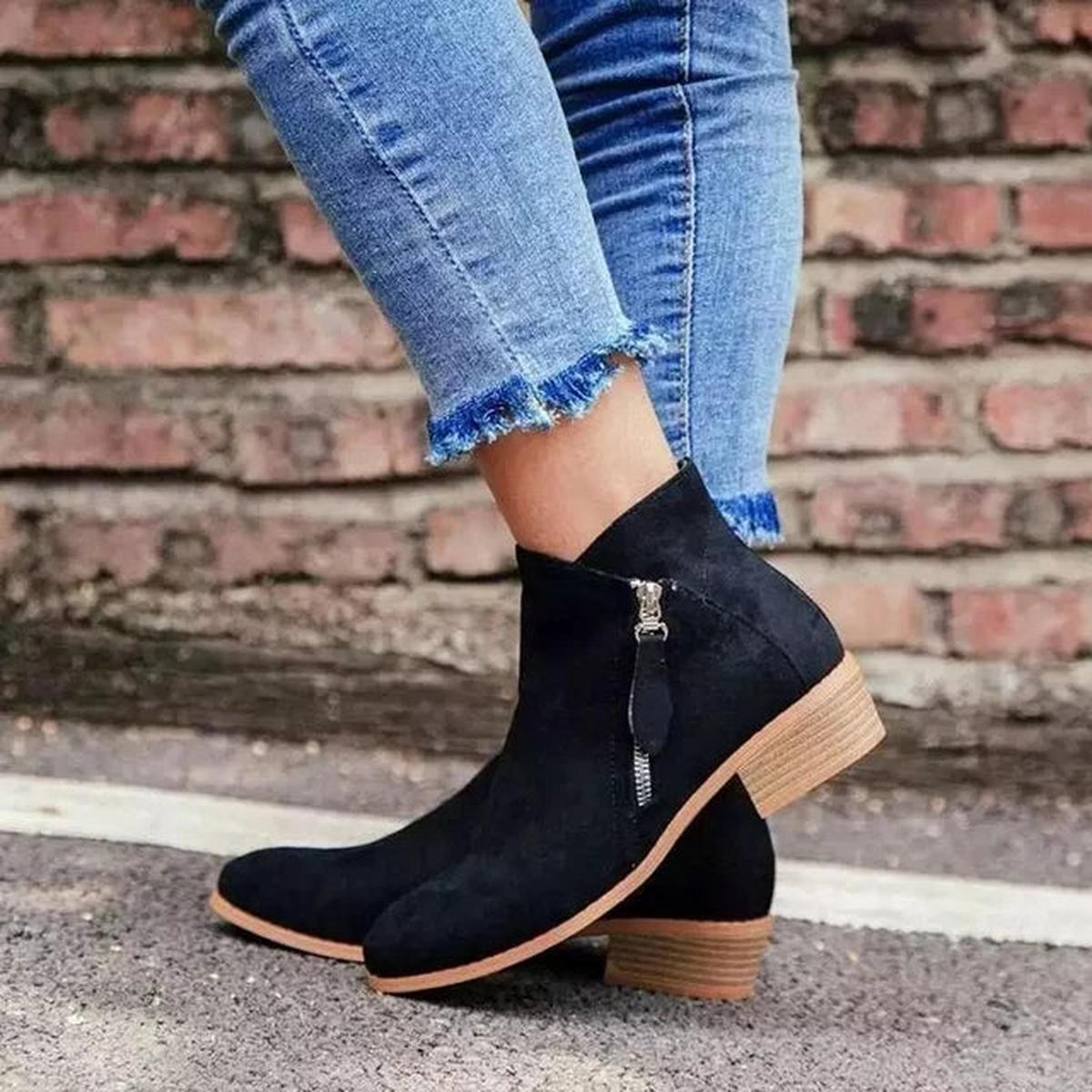 Women's Heeled Suede Look Ankle Boots