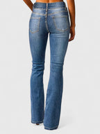 Women's High Waisted Flared Jeans with Double Button Waist
