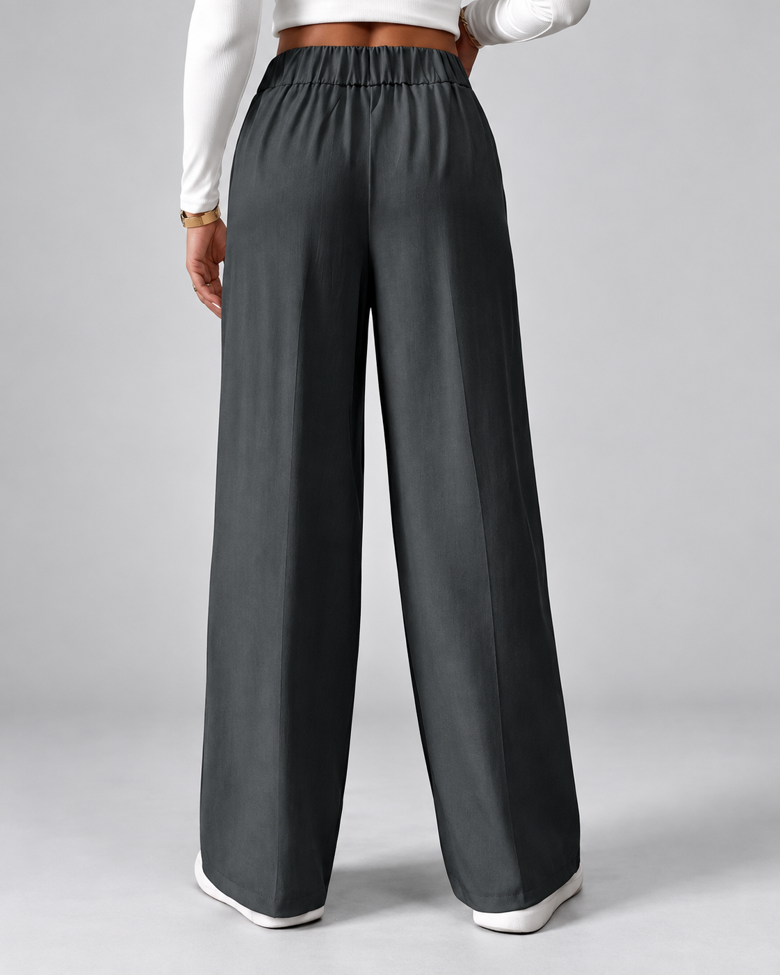 Dark grey office trousers full length