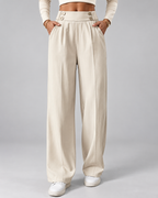 Beige office trousers side view