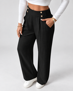 Black office trousers button waist detail