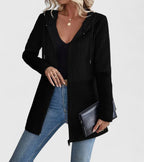 Women's Hooded Cable Jacket with Zip Front