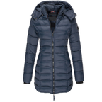 Women's Puffer Coat with Detachable Hood and Zip Front