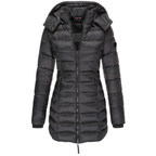 Women's Puffer Coat with Detachable Hood and Zip Front