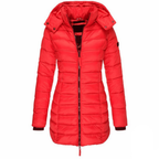 Women's Puffer Coat with Detachable Hood and Zip Front