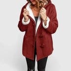 Women's Hooded Sherpa Lined Coat with Toggle Front