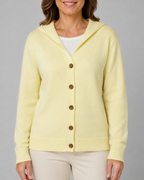 Women's Hooded Button Up V Neck Relaxed Knit Cardigan