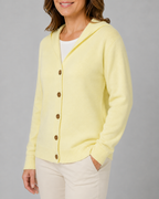 Women's Hooded Button Up V Neck Relaxed Knit Cardigan
