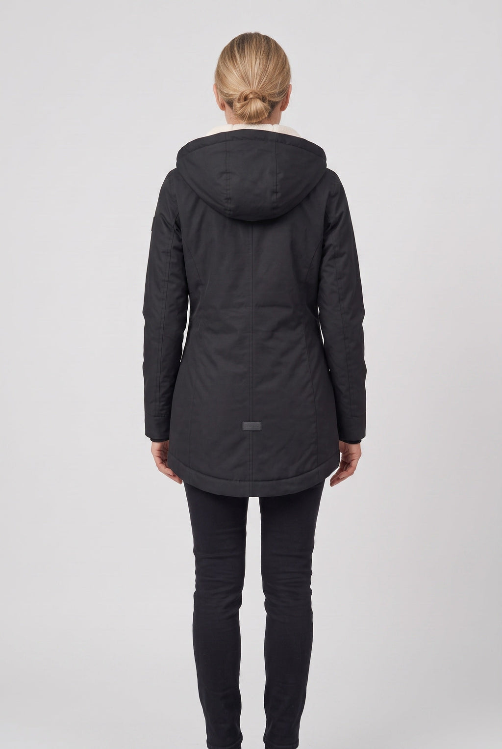 Women's Hooded Padded Coat with Sherpa Lining and Zip Front