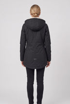Women's Hooded Padded Coat with Sherpa Lining and Zip Front