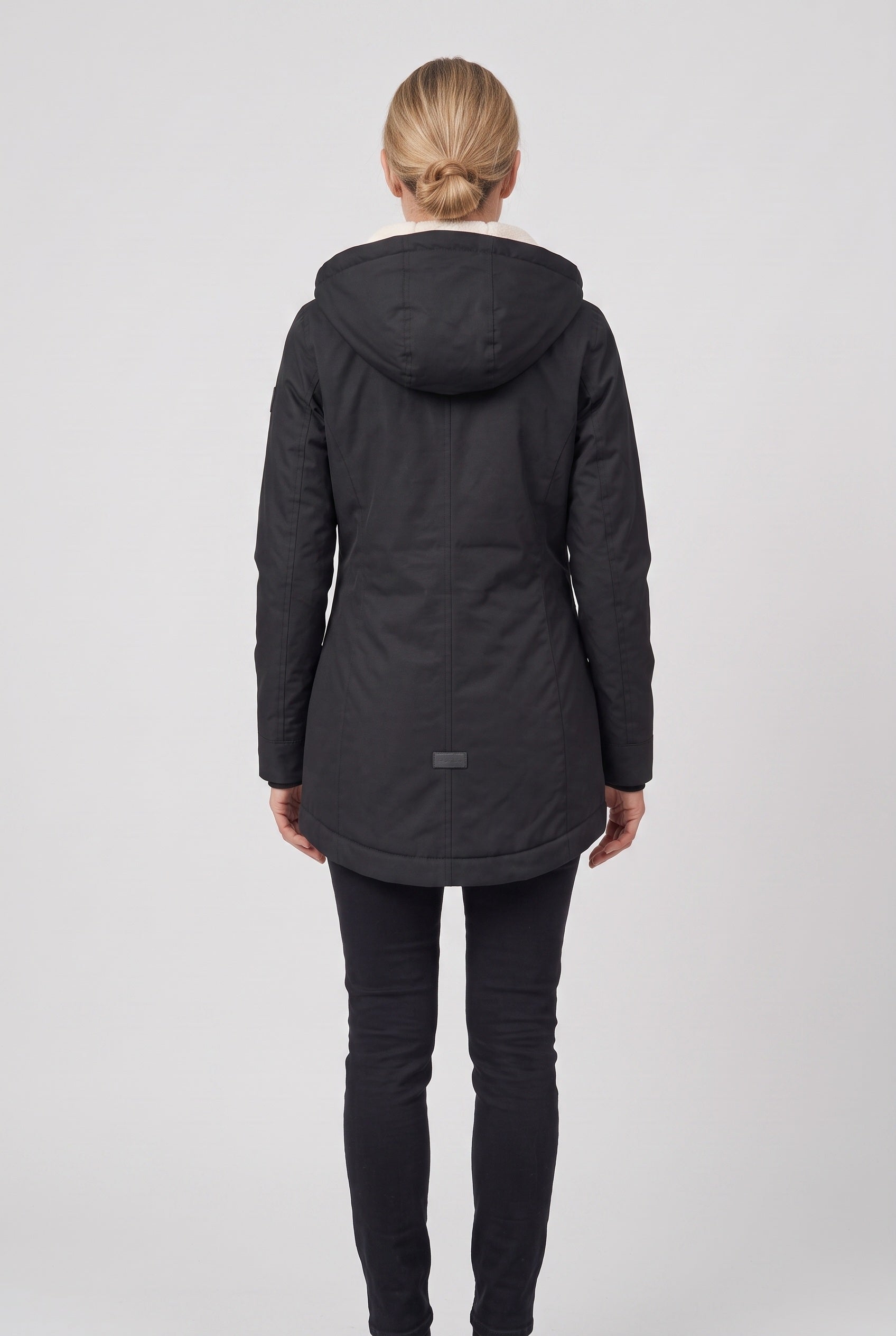 Women's Hooded Padded Coat with Sherpa Lining and Zip Front