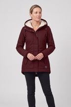 Women's Hooded Padded Coat with Sherpa Lining and Zip Front