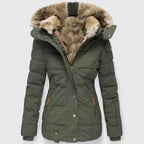Women's Quilted Parka with Faux Fur Lining and Zip Front