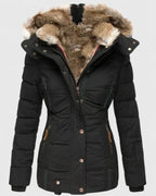 Women's Quilted Parka with Faux Fur Lining and Zip Front