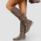 Women's Knee High Comfort Boots with Pointed Toe and Block Heel