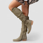 Women's Knee High Comfort Boots with Pointed Toe and Block Heel