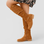 Women's Knee High Comfort Boots with Pointed Toe and Block Heel