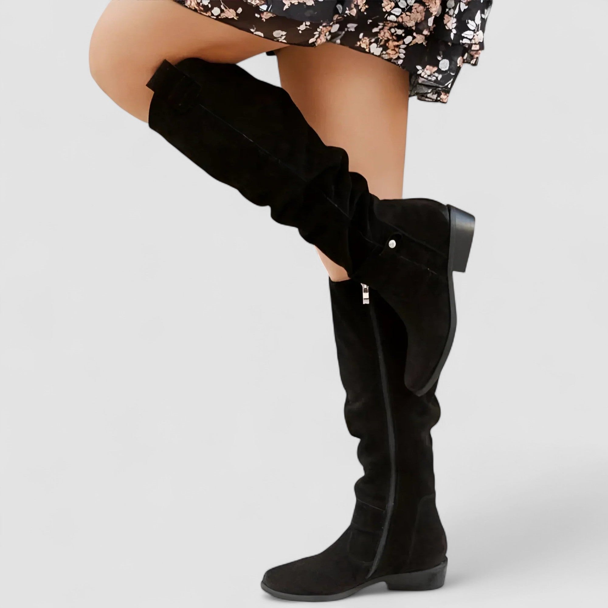 Women's Knee High Comfort Boots with Pointed Toe and Block Heel
