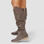 Women's Knee High Comfort Boots with Pointed Toe and Block Heel