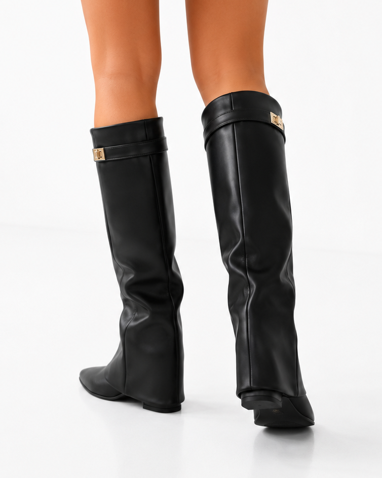 Women's Knee High Faux Leather Boots | Pointed Toe