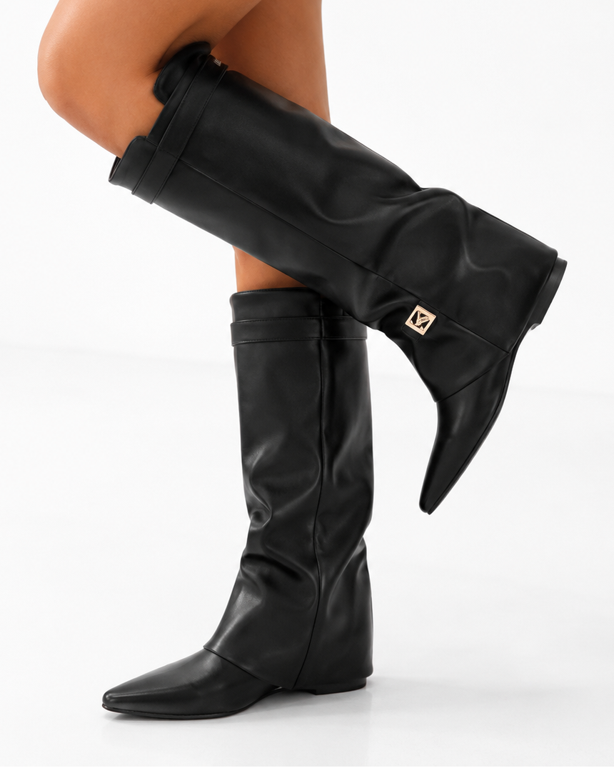 Women's Knee High Faux Leather Boots | Pointed Toe