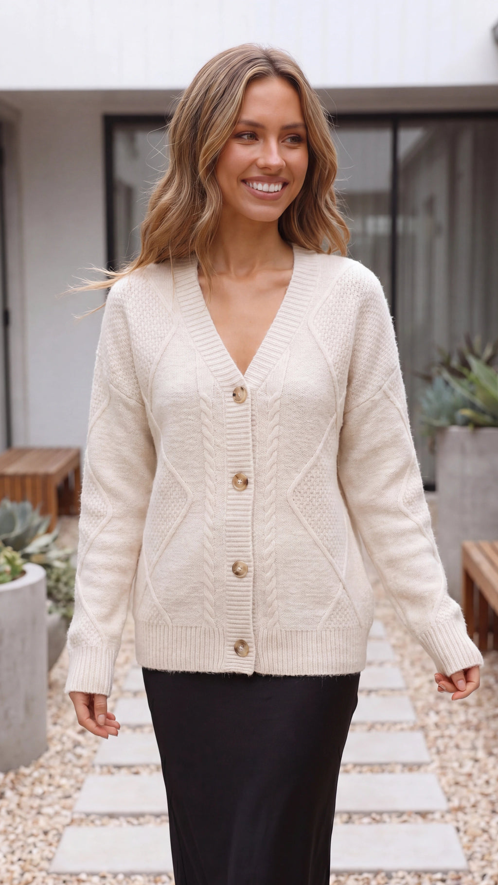 Women's Knit Cardigan | V Neck Button Front Soft Winter Cardigan 6