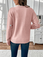Women's Knit Jumper with Heart Detail and Lace V-Neck