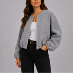 Women's Cropped Zip Up Bomber Jacket | Relaxed Fit with Pockets