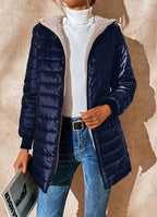Women's Long Quilted Puffer Jacket with Sherpa Lining and Hood