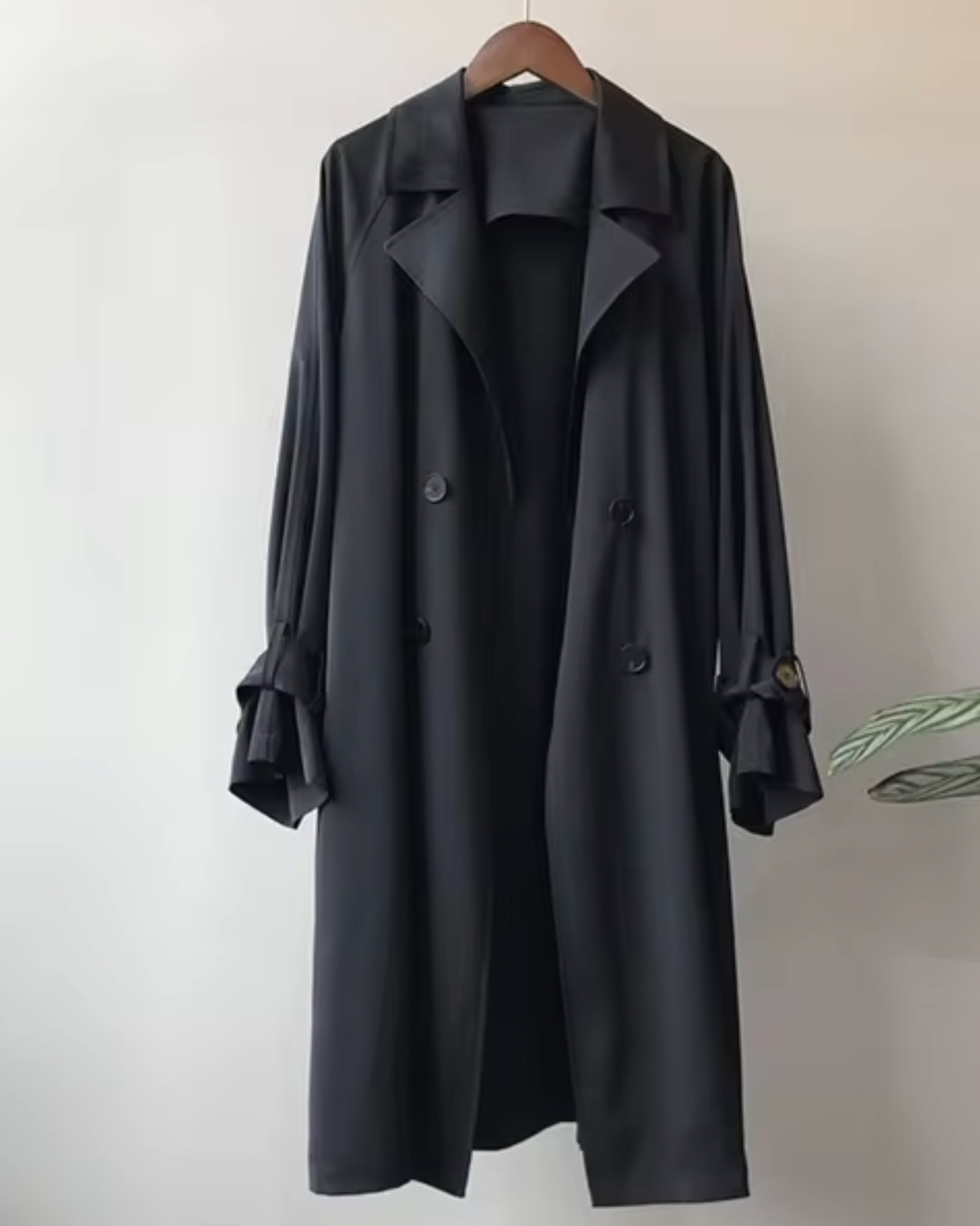 Women's Long Belted Trench Coat | Lapel Collar Double Breasted Jacket